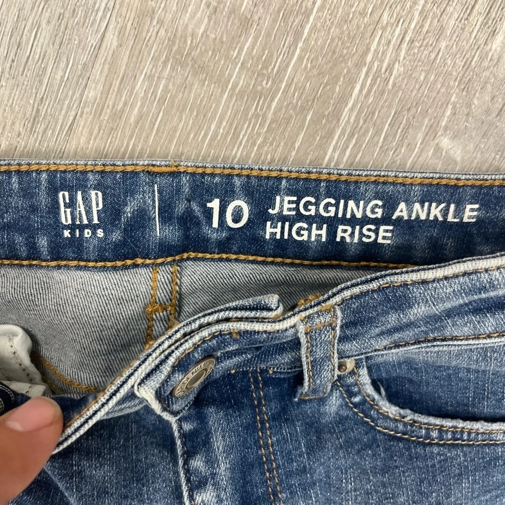 Gap Kids sz 10 Jegging Ankle High Rise Distressed Blue Jeans